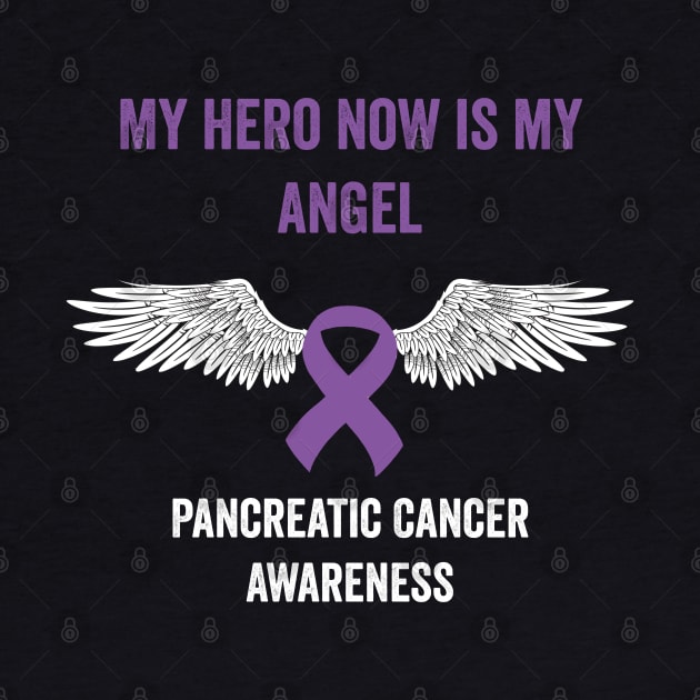 pancreatic cancer awareness - My hero now is my angel purple ribbon awarenss month by Merchpasha1